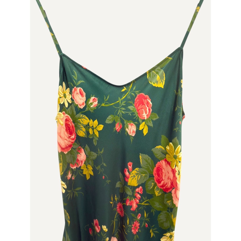 Reformation 100% Silk Floral Slip Dress Green Rose S Elegant Luxury Feminine - Picture 3 of 12